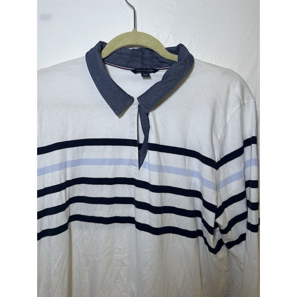 Tommy Hilfiger White Striped XXL Shirt with Inside Shirt Detail Preppy - Picture 2 of 5